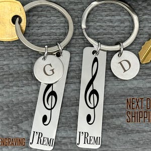 Personalized Music Keychain With Treble Clef Engraving, Custom Name Music Lover Gift, Stainless Steel Keychain For Musicians, Gift For Him