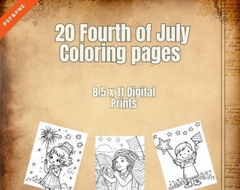 20 Páginas para colorear del 4 de julio Digital PDF/PNG