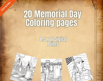 20 páginas para colorear del Día de los Caídos PDF/PNG digital