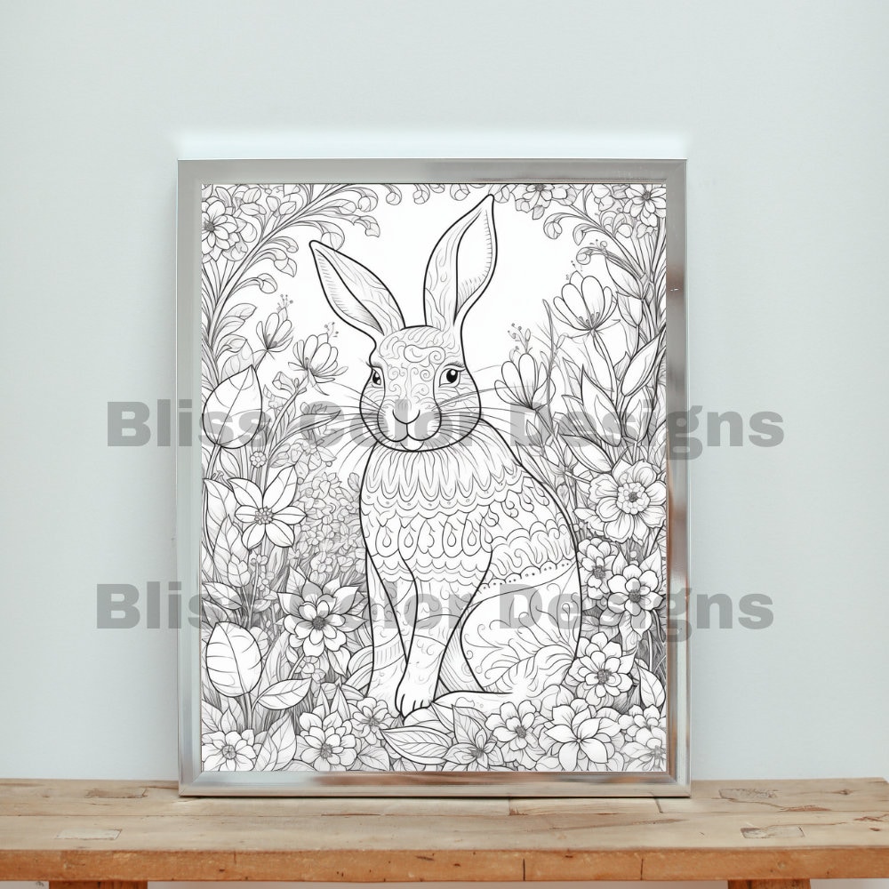 20 Adult Bunny Coloring Pages Digital PDF/PNG - Etsy