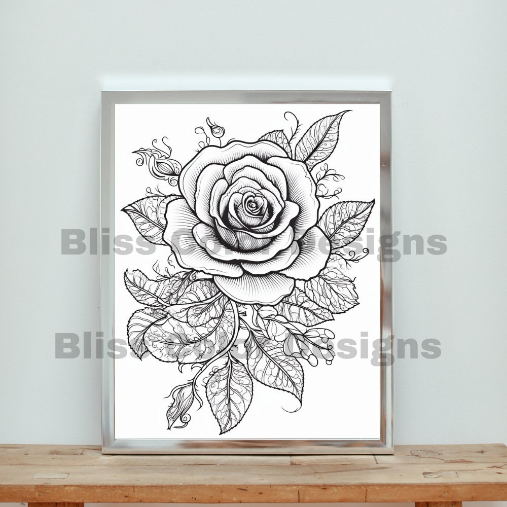 34 Mandala Roses Coloring Pages Digital PDF/PNG Etsy