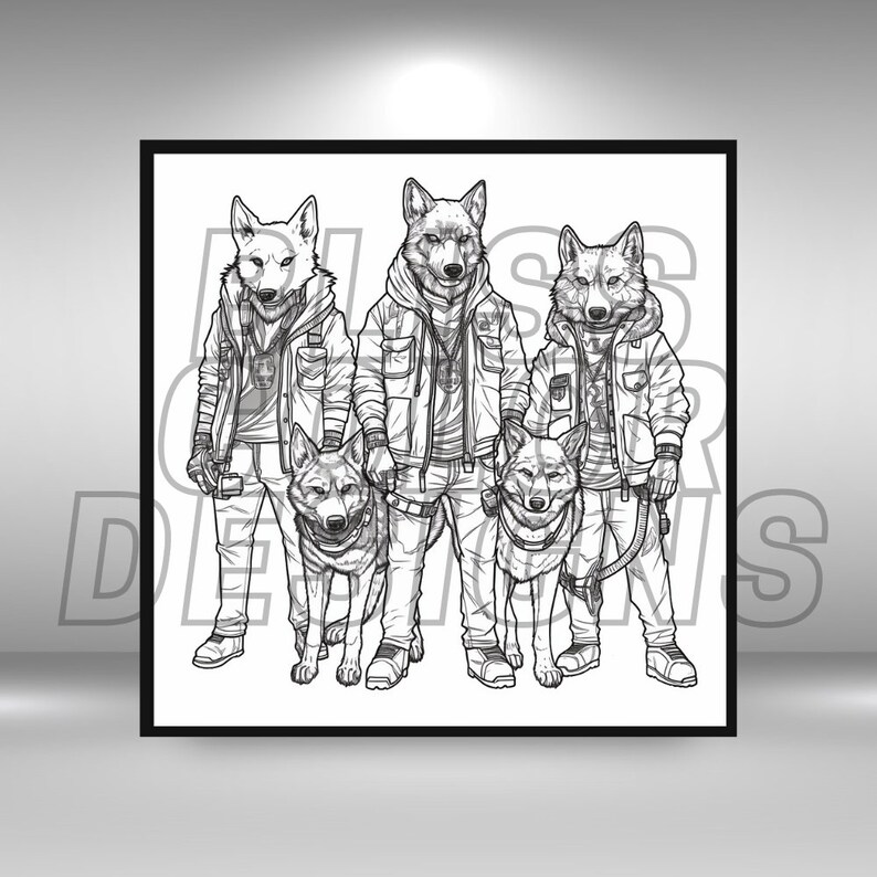10 Wolf Human Coloring Pages Digital PDF/PNG - Etsy