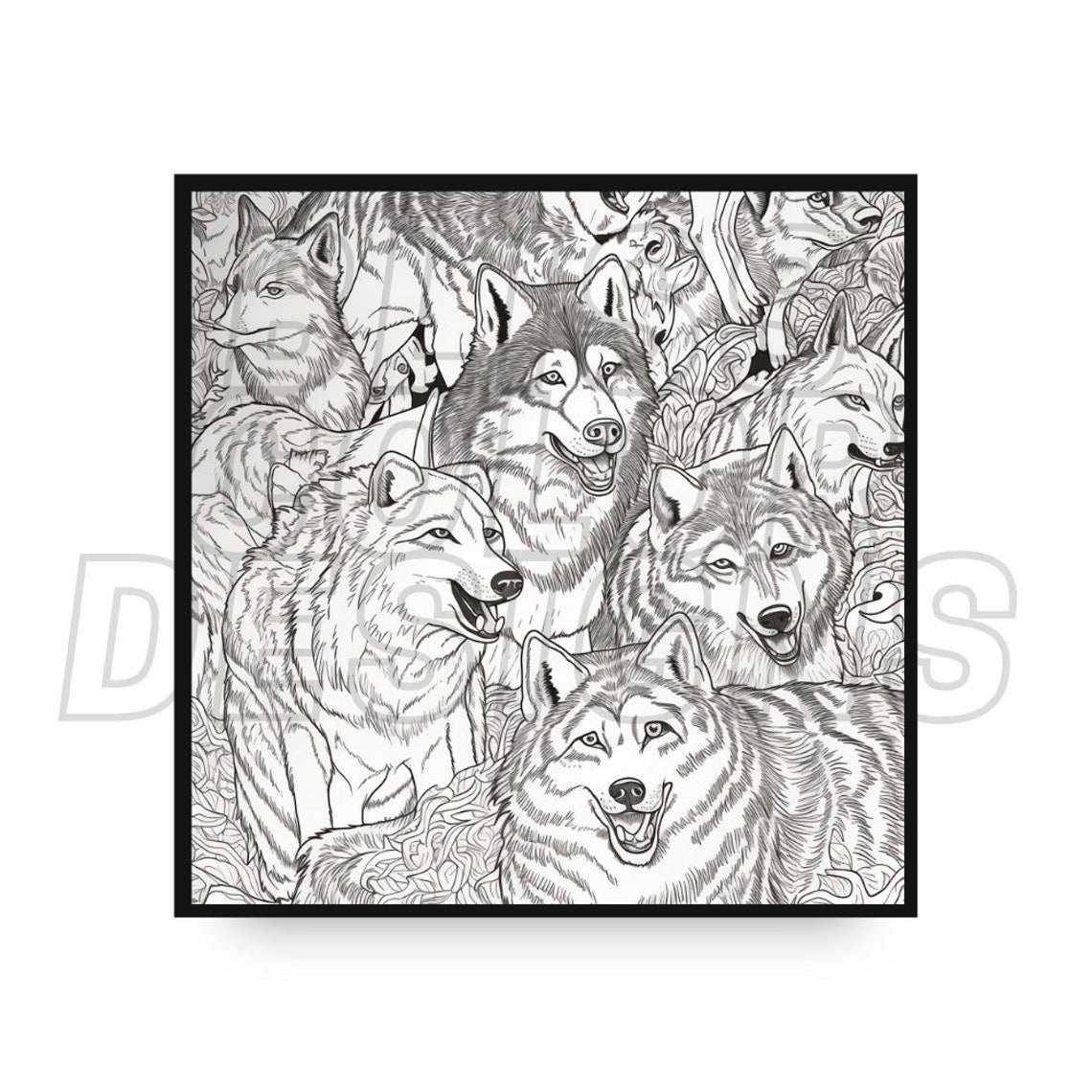 10 Wolf Pack Coloring Pages Digital PDF/PNG - Etsy