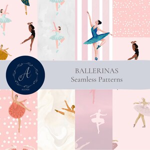 Ballerinas Ballet Dancers Seamless Pattern Digital Print Background Scrapbook Paper