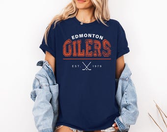 Edmonton Oilers NHL T-Shirt: Vintage Hockey Fan Merch, NHL Merch, Oilers Shirt, Hockey fan shirt, Hockey T-shirt, Boyfriend gift, man gift