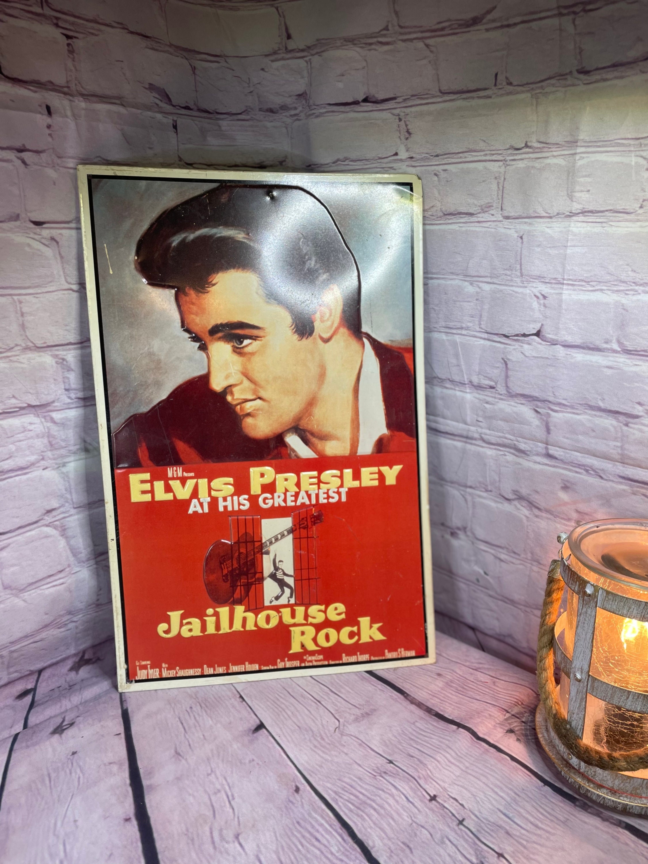 Poster Vintage En Métal Gaufré - Décoration Elvis Presley Jailhouse Rock  1957 - Etsy Finland, image size:2250x3000