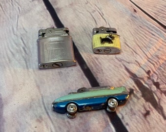 Ensemble de briquets vintage - briquet de voiture Blue Bird, Edwin, Remonson Windmaster - accessoires fumeurs de collection rares