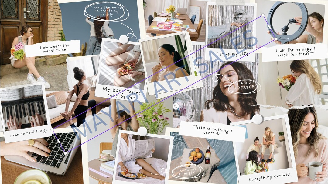Healthy Girl Vision Board Wallpaper - Etsy
