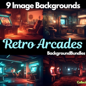 9x Vtuber Backgrounds For Streaming, Retro Arcades, VTuber Background, Stream Overlay, Virtual Background, Twitch Background, Anime
