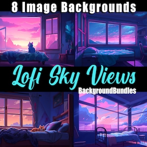 8x Vtuber Backgrounds For Streaming, Lofi Sky Views, VTuber Background, Stream Overlay, Virtual Background, Twitch Background, Anime