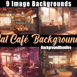 9x Vtuber Backgrounds For Streaming, Cat Cafe Rooms , VTuber Background, Stream Overlay, Virtual Background, Twitch Background, Anime