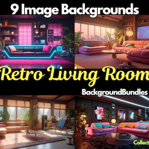 9x Vtuber Backgrounds For Streaming, Retro Living Room, VTuber Background, Stream Overlay, Virtual Background, Twitch Background, Anime