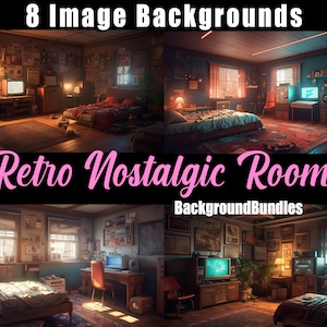 VTuber Background Digital, Retro Nostalgic, VTuber Room, Stream Overlay, Virtual Background, Twitch Background, Anime & Lofi