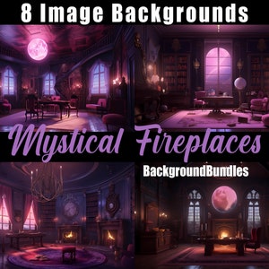 8x Vtuber Backgrounds For Streaming, Mystical Fireplace, VTuber Background, Stream Overlay, Virtual Background, Twitch Background, Anime