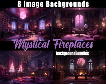 8x Vtuber Backgrounds For Streaming, Mystical Fireplace, VTuber Background, Stream Overlay, Virtual Background, Twitch Background, Anime