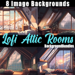 8x Vtuber Backgrounds For Streaming, Lofi Attic Rooms, VTuber Background, Stream Overlay, Virtual Background, Twitch Background, Anime