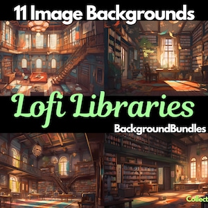 11x Vtuber Backgrounds For Streaming, Lofi Libraries, VTuber Background, Stream Overlay, Virtual Background, Twitch Background, Anime