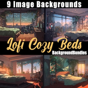 8x Vtuber Backgrounds For Streaming, Lofi Cozy Bed, VTuber Background, Stream Overlay, Virtual Background, Twitch Background, Anime