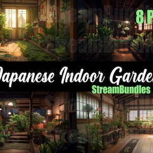 8x Fondos de Vtuber para transmisión, Jardín japonés, Fondo de VTuber, Superposición de transmisión, Fondo virtual, Fondo de Twitch, Tema de anime