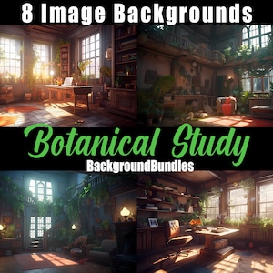 8x Vtuber Backgrounds For Streaming, Botanical Study, VTuber Background, Stream Overlay, Virtual Background, Twitch Background, Anime