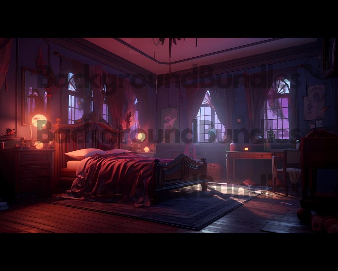 8x Vtuber Backgrounds for Streaming, Gothic Bedrooms, Vtuber Background ...