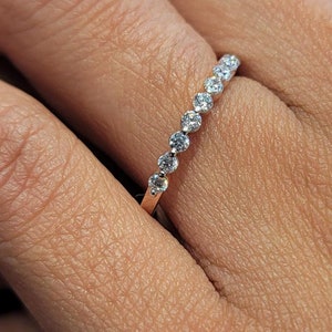 Lab Grown Diamond Half Eternity Band Ring,14k Gold Minimalist Wedding Ring,Stackable Diamond Ring,Dainty  Ring,Anniversary Ring for Her