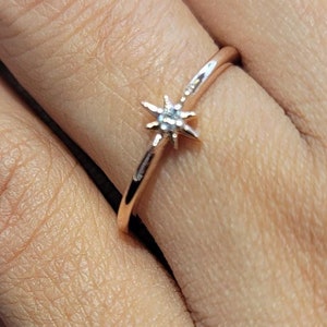 Lab Grown Diamond Star Ring: Dainty Celestial Ring, 925 Silver