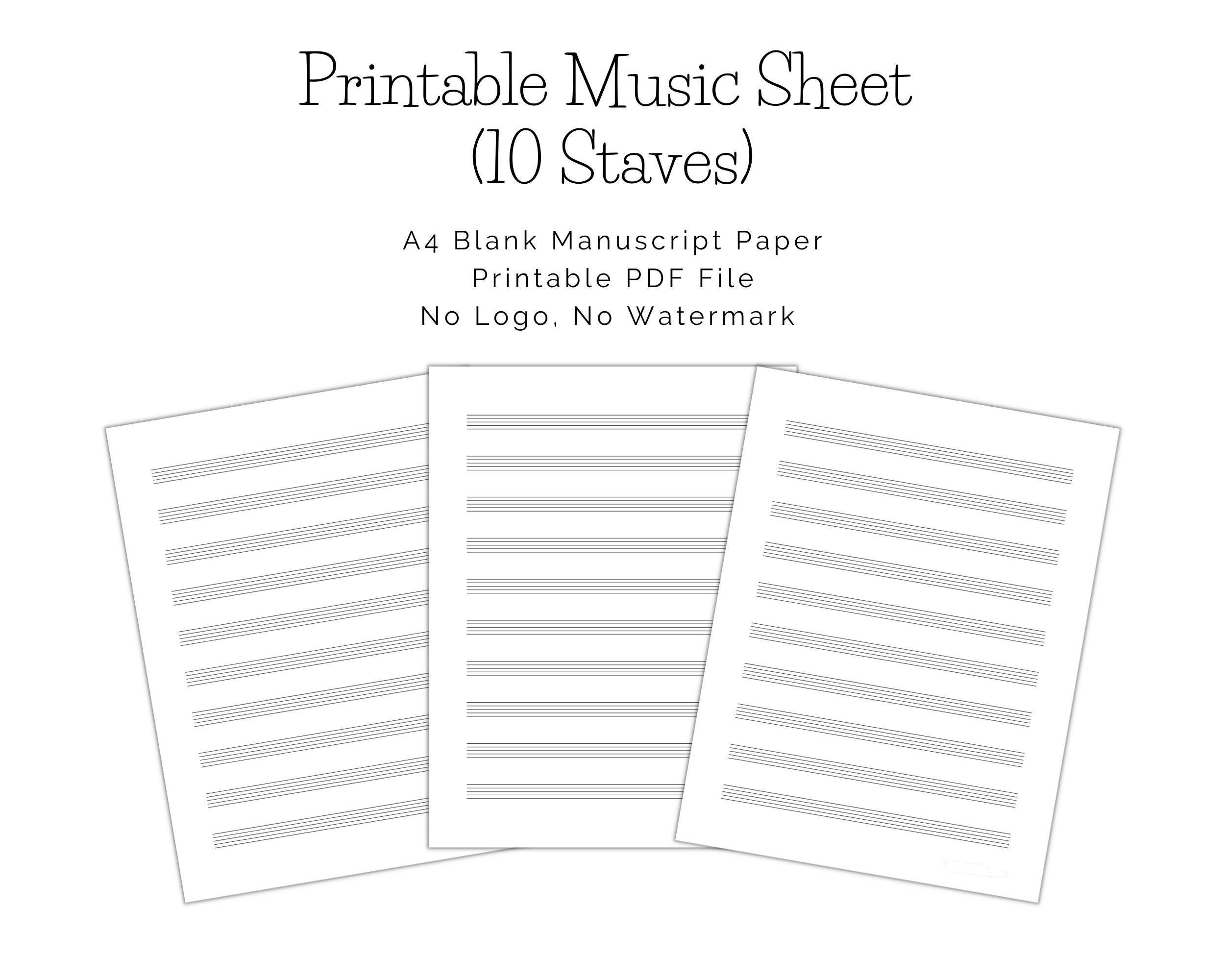 Blank Manuscript Paper Template  Printable sheet music, Manuscript, Music  printables