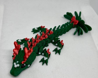 Baby Mistletoe Articulating Dragon | Sensory Fidget Toy | Christmas | CinderWing3D