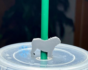 English Bulldog  Straw Topper - Starbucks Straw