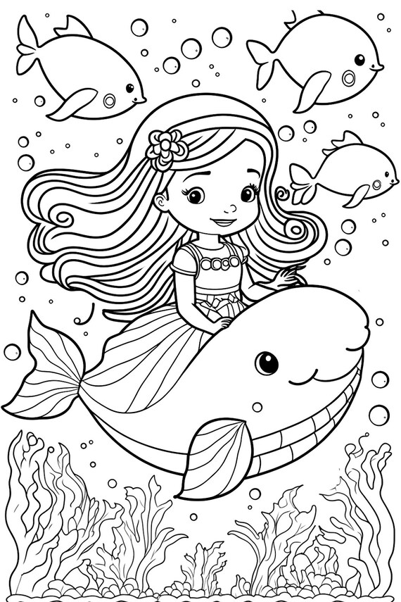 Pretty Mermaid Coloring Book for Kids: Adorable Mermaid Coloring Book For  Girls, 40 Cute, Easy Coloring Pages for Girls Ages 4-8 with Adorable  Mermaid (Kids Activity Books #2) (Paperback)