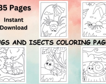 Bugs and Insects Coloring Pages For Kids, Bugs and Insects coloring book, coloring pages, coloring pages for, digital download, printable