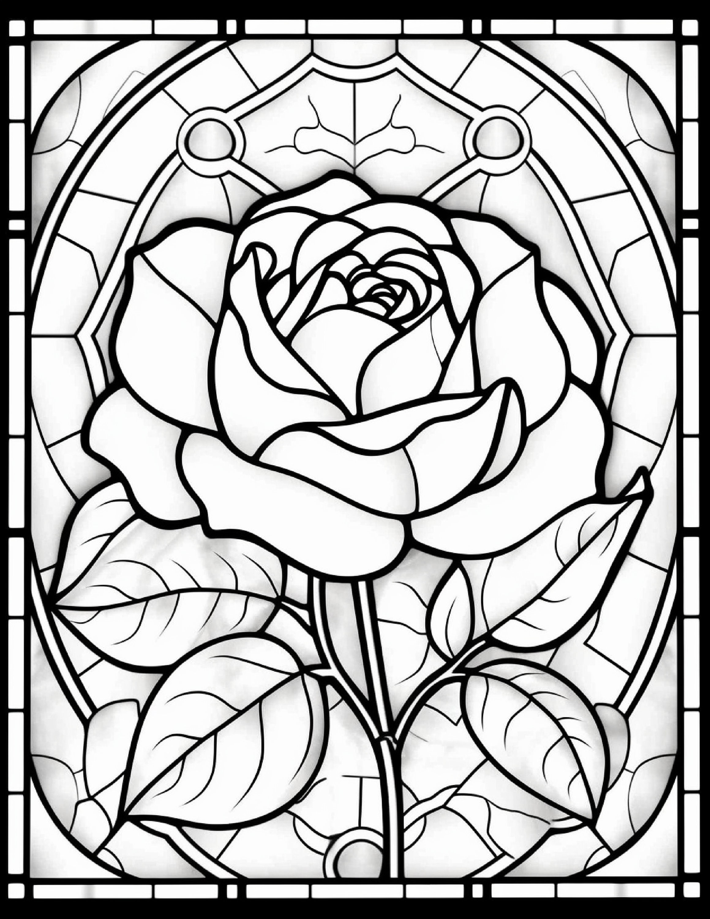 120 Stained Glass Flower Coloring Pages for All Ages Flower Etsy