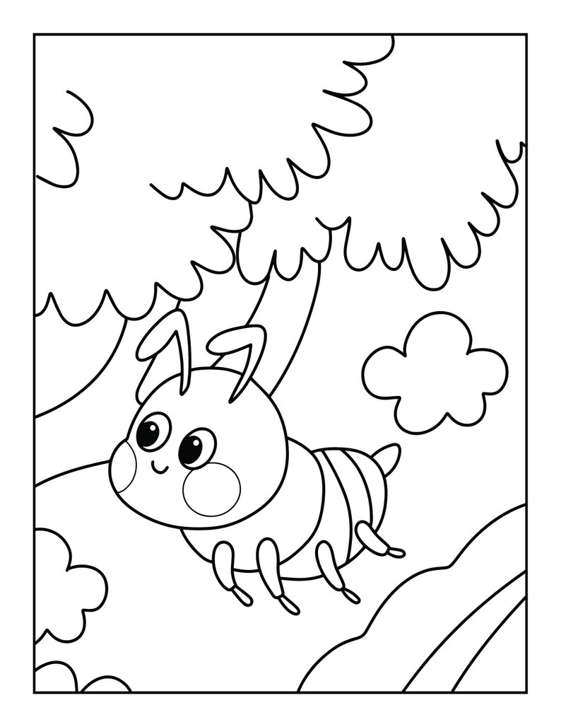 Bugs and Insects Coloring Pages For Kids, Bugs and Insects coloring book, coloring pages, coloring pages for, digital download, printable image 3