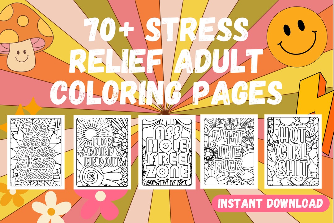 70+ Free Adult Coloring Pages for Stress Relief | Fun & Cursing Designs ...