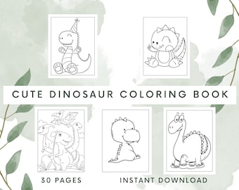 Páginas para colorir de dinossauros fofos para crianças, páginas para colorir infantis, páginas para colorir de dinossauros, download digital, para imprimir