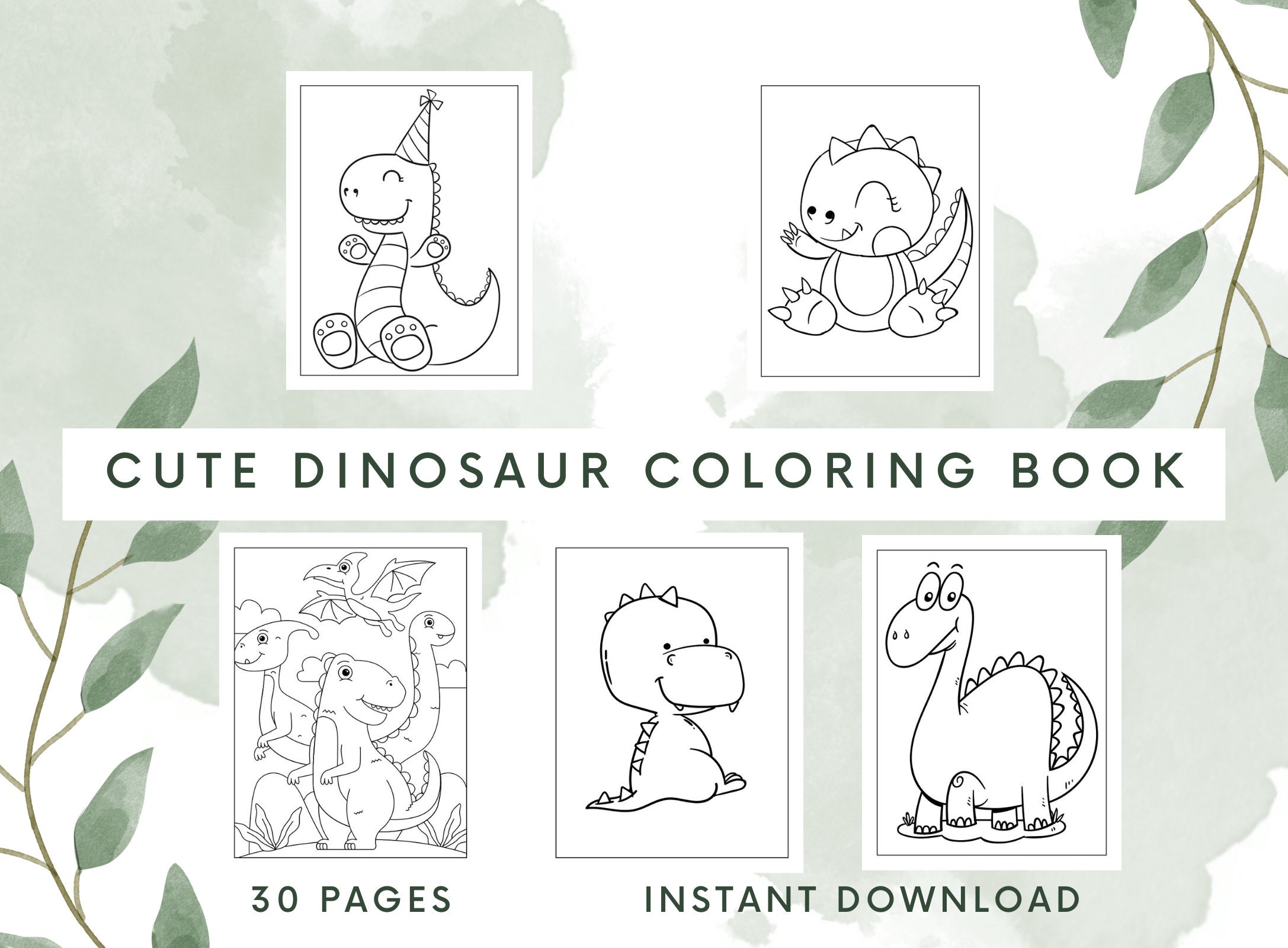 Cute Dinosaur Coloring Pages for Kids, Kids Coloring Pages, Dinosaur