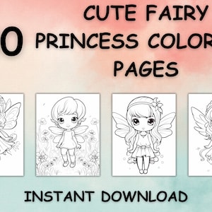 100 Cute Fairy Princess Coloring Pages For Kids, fairy princess coloring pages, kids coloring pages, digital download, printable, fairies