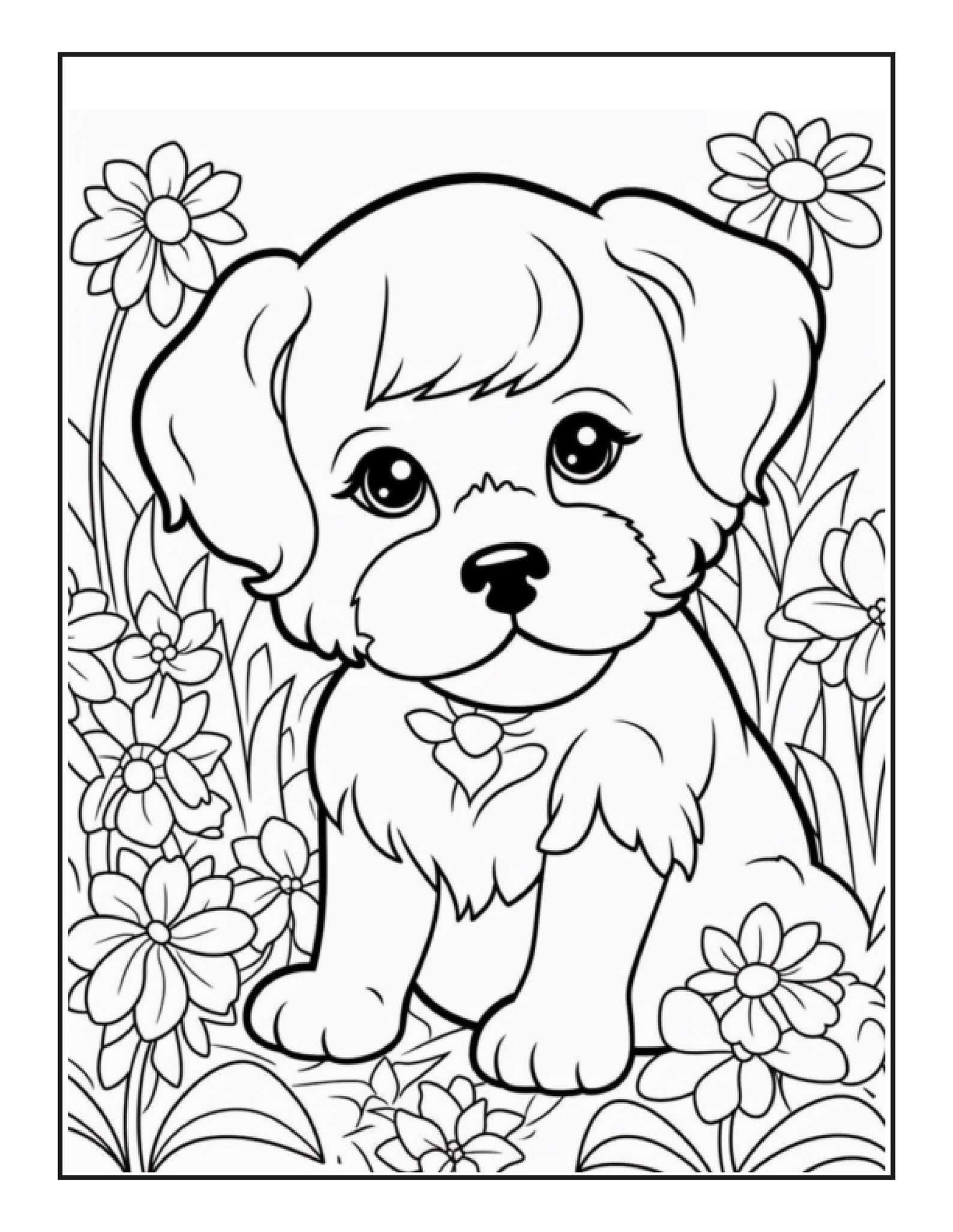 Cute Dog Coloring Pages for Kids, Dog Coloring Pages for Kids, Coloring ...