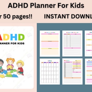 ADHD Digital Planner For Kids | Printable Routine Chart, Daily schedule & Task Tracker | Visual Planner for Focus + Independence