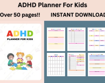 ADHD Planner For Kids, ADHD Digital Planner, ADHD Planner printable, kids planner,  download instantly