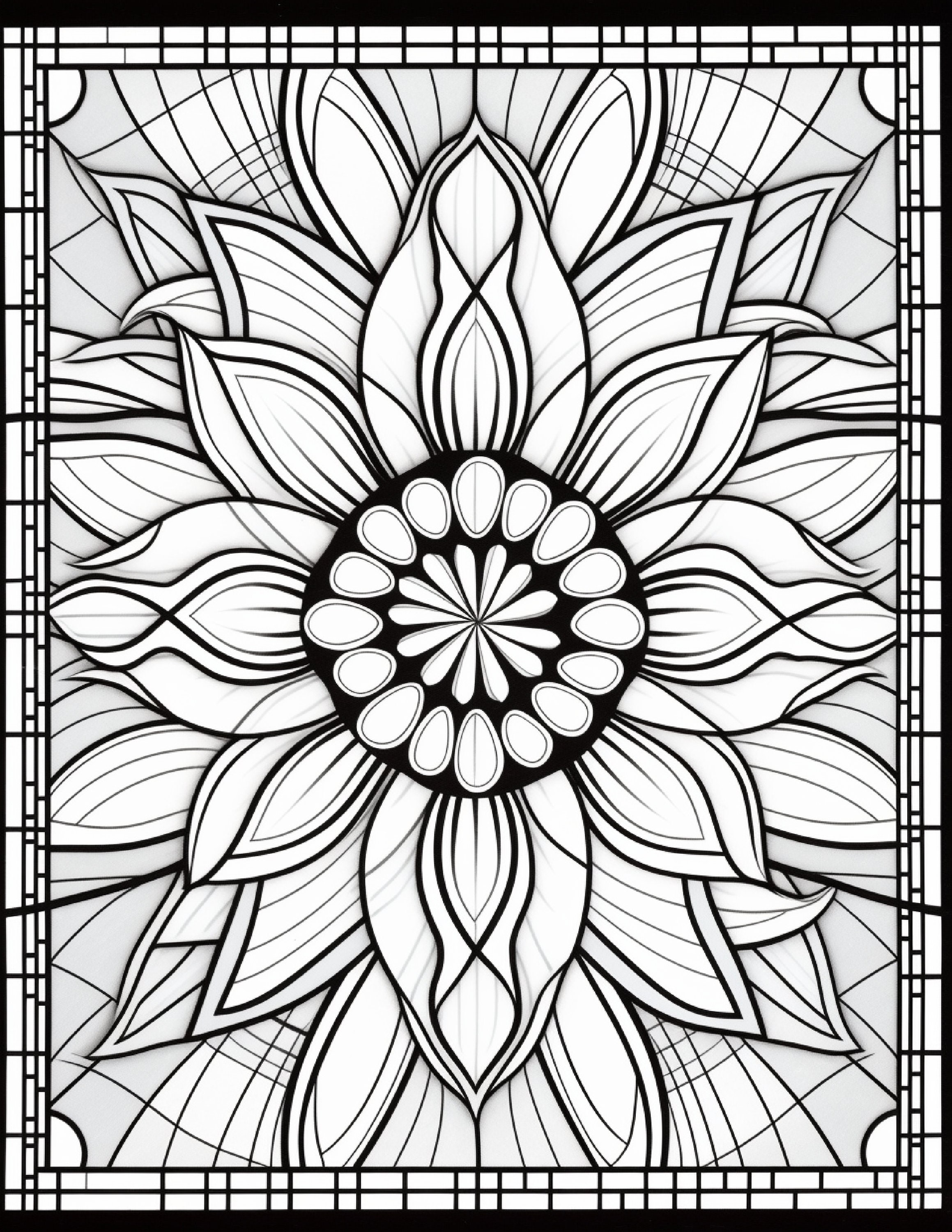 120 Stained Glass Flower Coloring Pages for All Ages Flower - Etsy