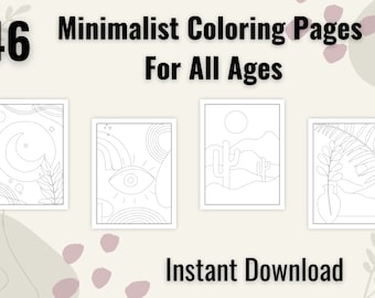 Minimalist Coloring Pages, minimalist coloring pages for all ages, adult coloring pages, digital download, printable