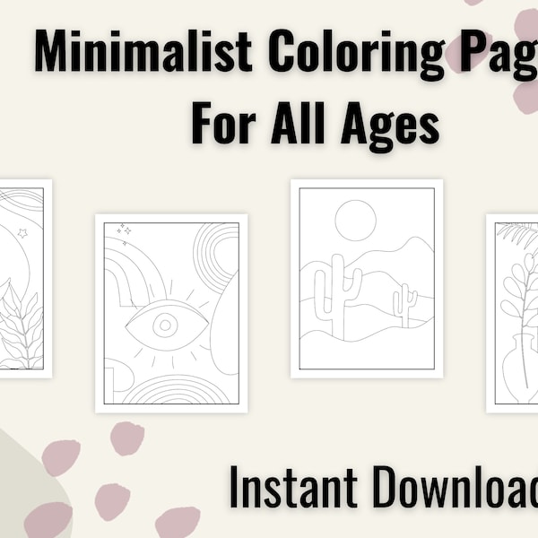 Minimalist Coloring Pages, minimalist coloring pages for all ages, adult coloring pages, digital download, printable