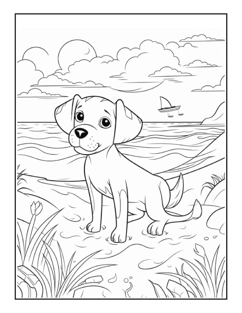 Cute Dog Coloring Pages for Kids, Dog Coloring Pages for Kids, Coloring ...