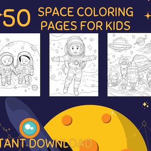 Space Coloring Pages For Kids, Space coloring book for kids, coloring pages, digital download, printable