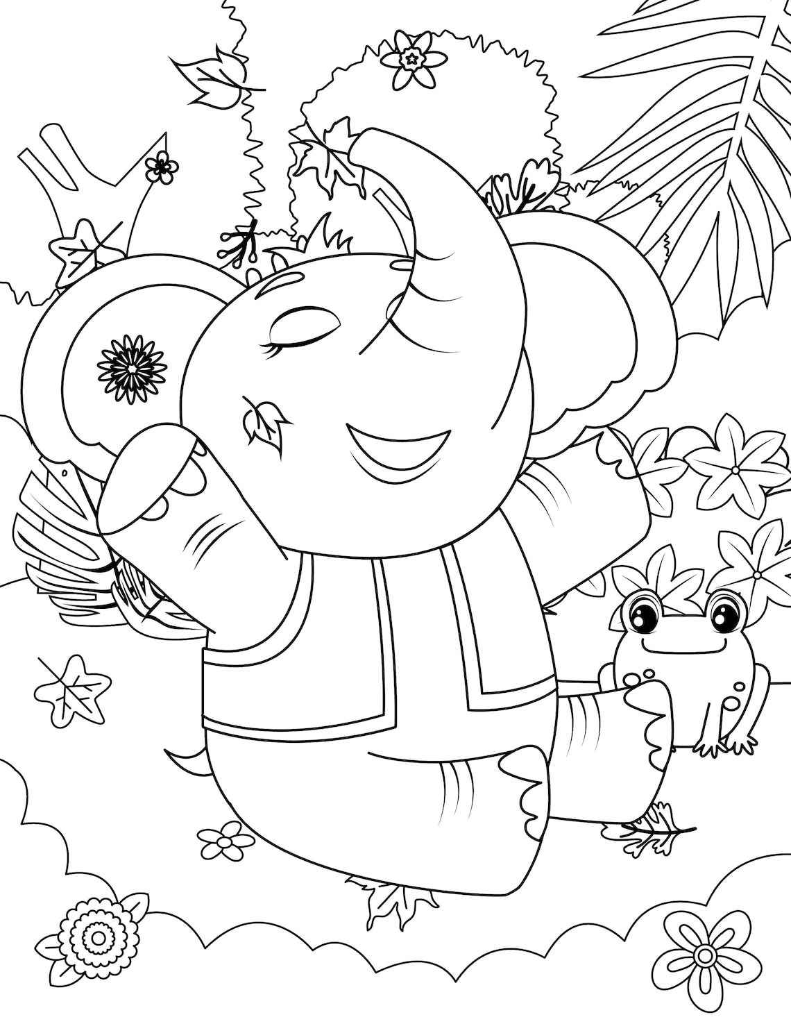 Little Elephants Coloring Pages for Kids Elephant Coloring - Etsy