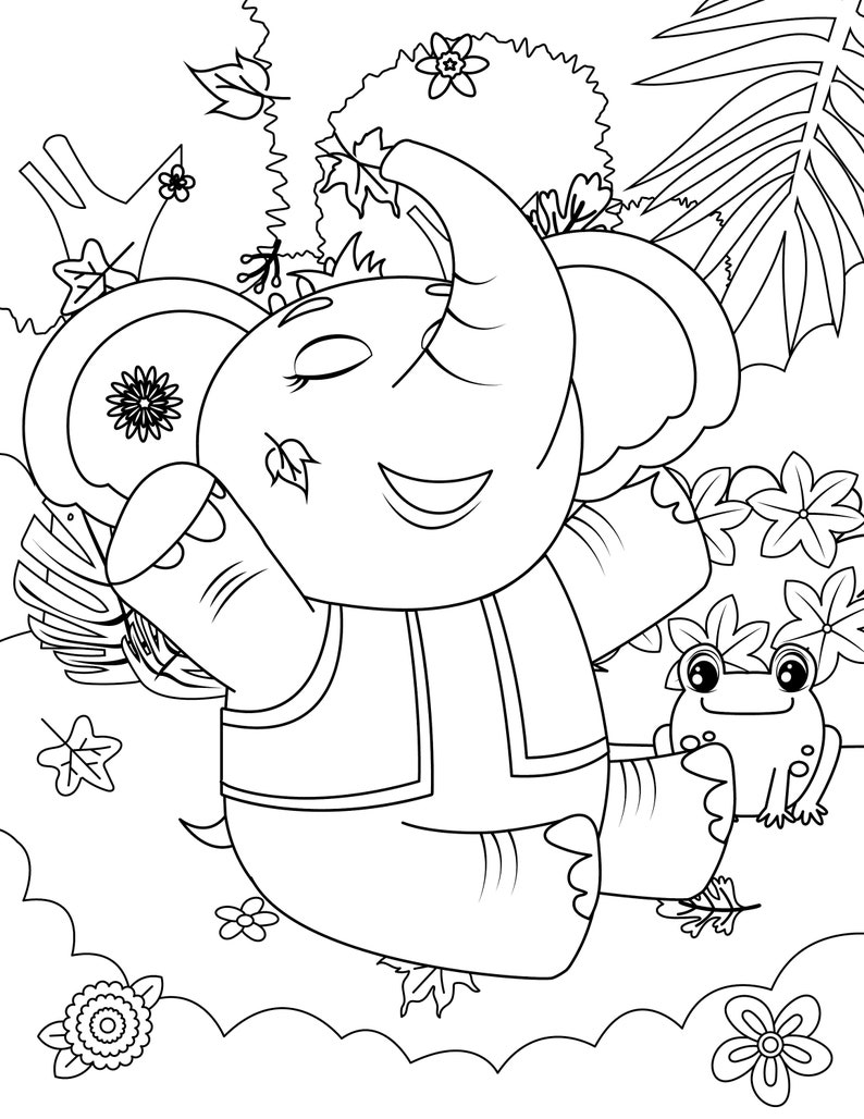 Little Elephants Coloring Pages for Kids Elephant Coloring - Etsy
