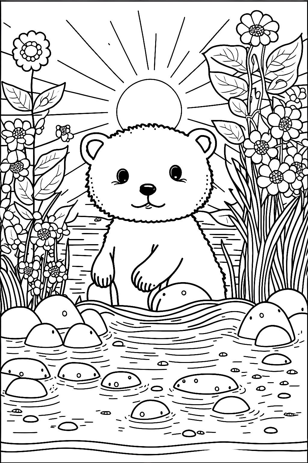 Kids Boy and Girl Playing in The Garden with Animals on Summer Holiday Coloring  Set - MasterBundles