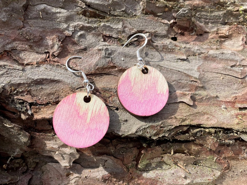 Abstract Handpainted Wood Earrings Etsy